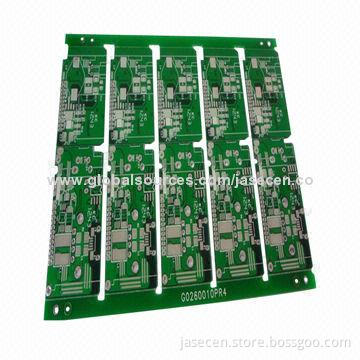 4-layer green solder mask hot air leveling PCB with thickness of 1.6mm